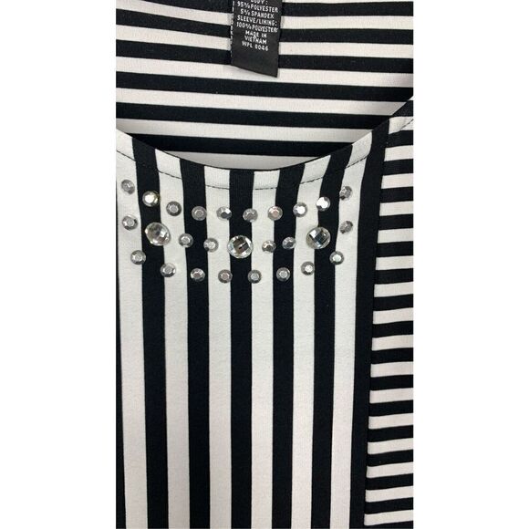 Alfani Women's Batwing Sheer Sleeves Blouson Top Black And White Size P/L - Picture 4 of 8